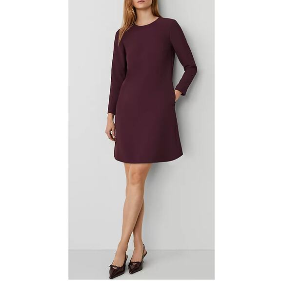 Ann Taylor Long Sleeve Shift Dress Purple Mini Workwear 10 - Picture 2 of 5